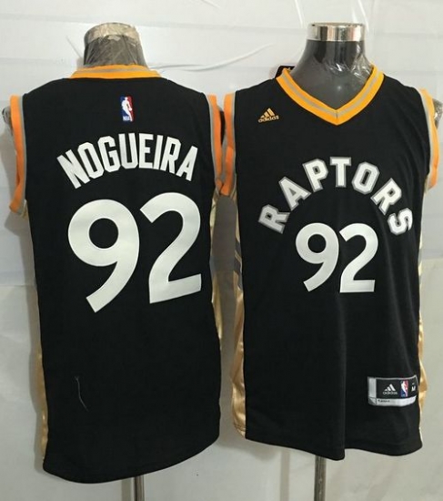 Jerseys Factory Cheap Raptors #92 Lucas Nogueira Black/Gold Stit - Click Image to Close