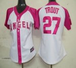 Jerseys Factory Cheap Angels #27 Mike Trout White/Pink Women's S