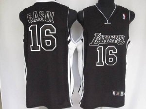 Jerseys Factory Cheap Lakers #16 Pau Gasol Stitched Black Shadow