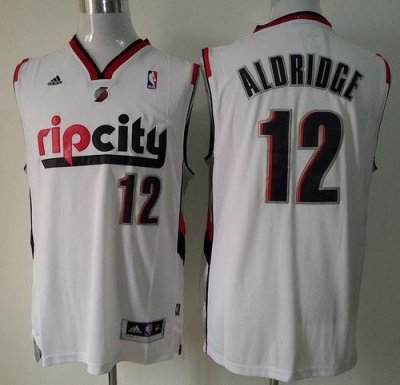 Jerseys Factory Cheap Blazers #12 Lamarcus Aldridge White Throwb