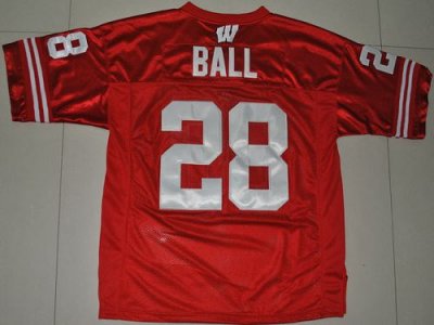 Jerseys Factory Cheap Badgers #28 Montee Ball Red Embroidered NC