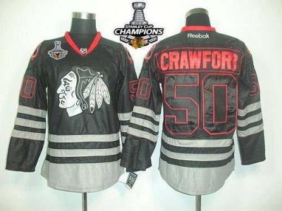 Jerseys Factory Cheap Blackhawks #50 Corey Crawford Black Ice Em
