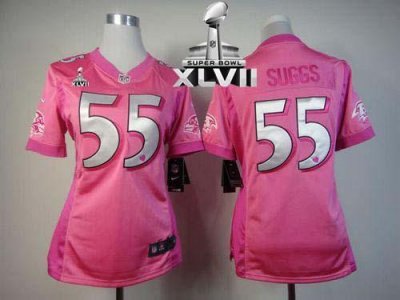Jerseys Factory Cheap Nike Ravens #55 Terrell Suggs Pink Super B