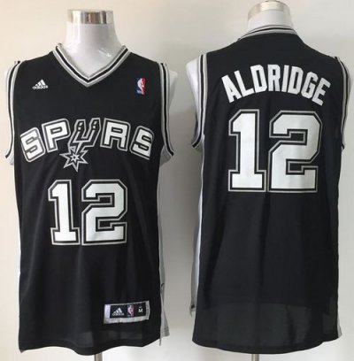 Jerseys Factory Cheap Spurs #12 LaMarcus Aldridge Black Road Sti
