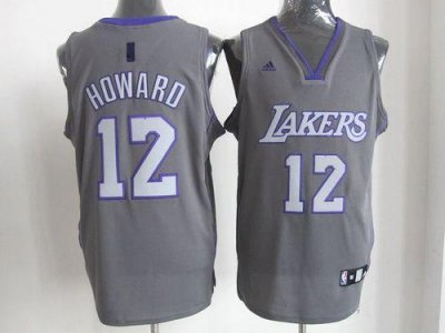 Jerseys Factory Cheap Lakers #12 Dwight Howard Grey Graystone Fa