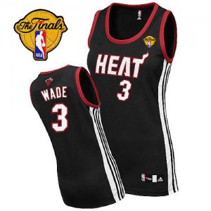 Jerseys Factory Cheap Heat #3 Dwyane Wade Finals Patch Black Wom