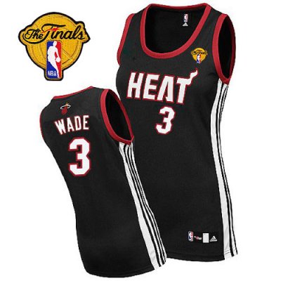 Jerseys Factory Cheap Heat #3 Dwyane Wade Finals Patch Black Wom