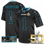 Jerseys Factory Cheap Nike Panthers #1 Cam Newton Lights Out Bla