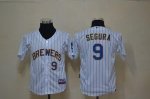Jerseys Factory Cheap Brewers #9 Jean Segura White(blue stripe)