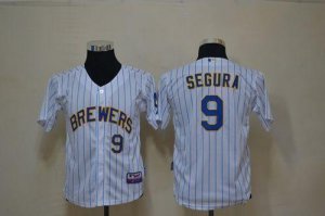 Jerseys Factory Cheap Brewers #9 Jean Segura White(blue stripe)