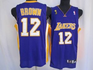 Jerseys Factory Cheap Lakers #12 Shannon Brown Embroidered Purpl