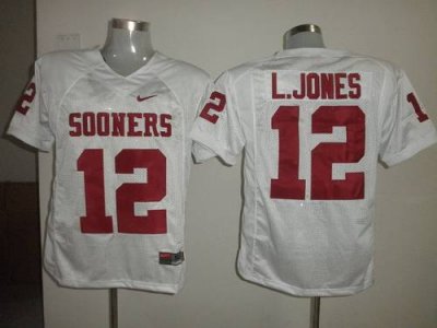 Jerseys Factory Cheap Sooners #12 Landy Jones White Embroidered