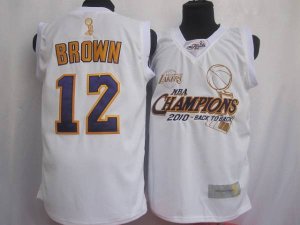 Jerseys Factory Cheap Lakers #12 Shannon Brown White 2010 NBA Fi