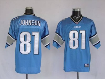 Jerseys Factory Cheap Lions #81 Calvin Johnson Blue Stitched NFL