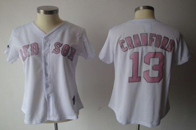 Jerseys Factory Cheap Red Sox #13 Carl Crawford White Pink No. W
