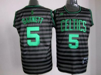 Jerseys Factory Cheap Celtics #5 Kevin Garnett Black/Grey Groove