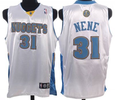 Jerseys Factory Cheap Nuggets #31 Nene Hilario Embroidered White