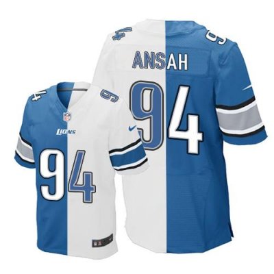 Jerseys Factory Cheap Nike Lions #94 Ziggy Ansah Blue/White Men'