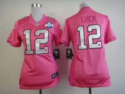 Jerseys Factory Cheap Nike Colts #12 Andrew Luck Pink With 30TH