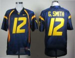 Jerseys Factory Cheap Mountaineers #12 Geno Smith Navy Blue Embr
