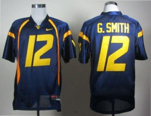 Jerseys Factory Cheap Mountaineers #12 Geno Smith Navy Blue Embr