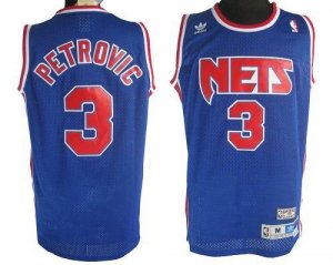 Jerseys Factory Cheap Nets #3 Drazen Petrovic Blue Embroidered T