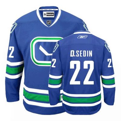 Jerseys Factory Cheap Canucks #22 Daniel Sedin Embroidered Blue