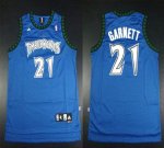 Jerseys Factory Cheap Timberwolves #21 Retro Garnett Blue Embroi