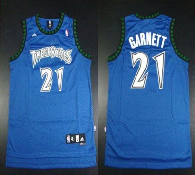 Jerseys Factory Cheap Timberwolves #21 Retro Garnett Blue Embroi