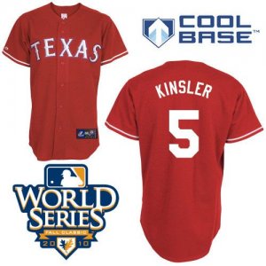 Jerseys Factory Cheap Rangers #5 Ian Kinsler Red 2010 World Seri