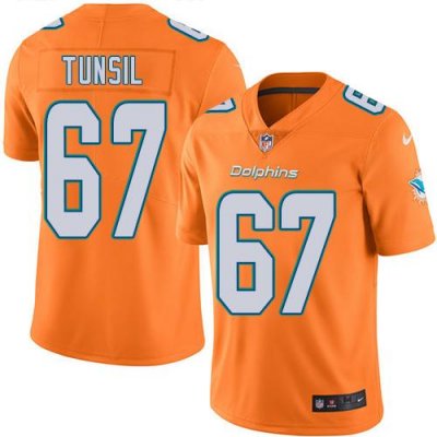Jerseys Factory Cheap Nike Dolphins #67 Laremy Tunsil Orange Men
