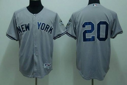 Jerseys Factory Cheap Yankees #20 Posada Jorge Grey Embroidered