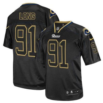 Jerseys Factory Cheap Nike Rams #91 Chris Long Lights Out Black