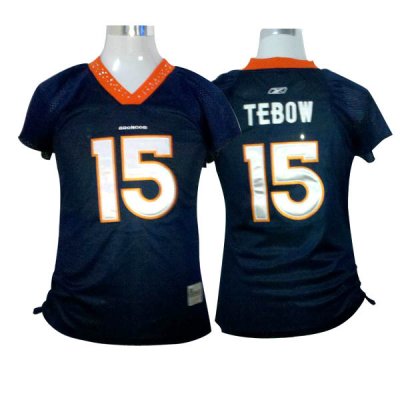 Jerseys Factory Cheap Broncos #15 Tim Tebow Blue Women's Field F