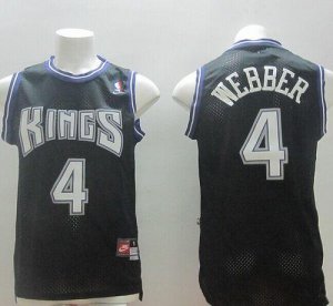 Jerseys Factory Cheap Kings #4 Chris Webber Black Throwback Stit