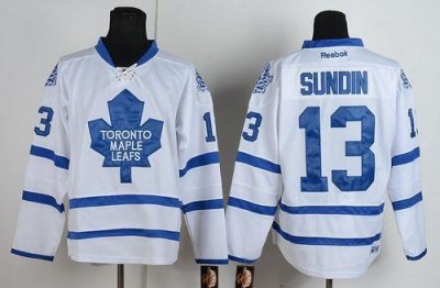 Jerseys Factory Cheap Maple Leafs #13 Mats Sundin White Road Emb