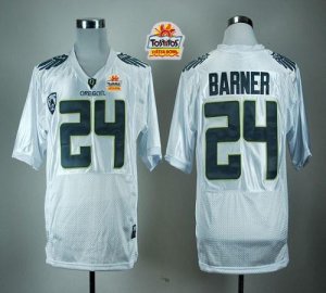 Jerseys Factory Cheap Ducks #24 Kenjon Barner White With PAC-12