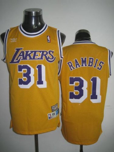 Jerseys Factory Cheap Lakers #31 Kurt Rambis Embroidered Yellow