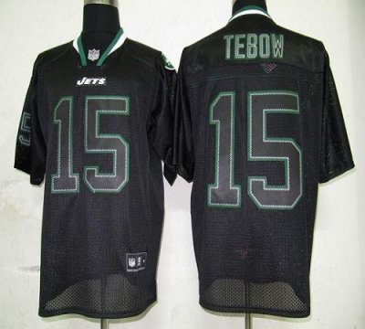 Jerseys Factory Cheap Jets #15 Tim Tebow Lights Out Black Stitch