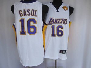 Jerseys Factory Cheap Lakers #16 Pau Gasol Embroidered White Fin