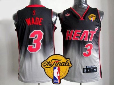Jerseys Factory Cheap Heat #3 Dwyane Wade Black/Grey Fadeaway Fa