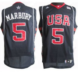 Jerseys Factory Cheap Team USA #5 Stephon Marbury Dark Blue Summ