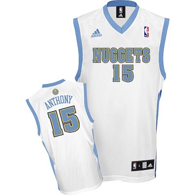 Jerseys Factory Cheap Nuggets #15 Carmelo Anthony Embroidered Wh