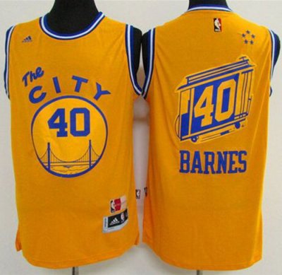 Jerseys Factory Cheap Warriors #40 Harrison Barnes Gold Throwbac