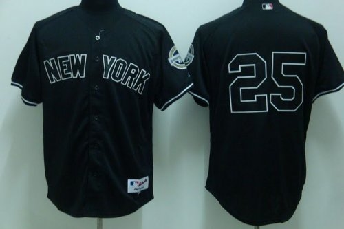 Jerseys Factory Cheap Yankees #25 Mark Teixeira Embroidered Blac