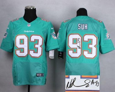 Jerseys Factory Cheap Nike Dolphins #93 Ndamukong Suh Aqua Green