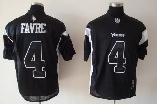 Jerseys Factory Cheap Vikings #4 Brett Favre Black Shadow Stitch