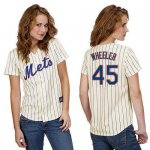 Jerseys Factory Cheap Mets #45 Zack Wheeler Cream(Blue Strip) Wo
