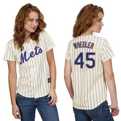 Jerseys Factory Cheap Mets #45 Zack Wheeler Cream(Blue Strip) Wo