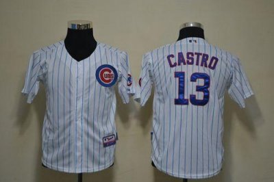 Jerseys Factory Cheap Cubs #13 Starlin Castro White(Blue Strip)